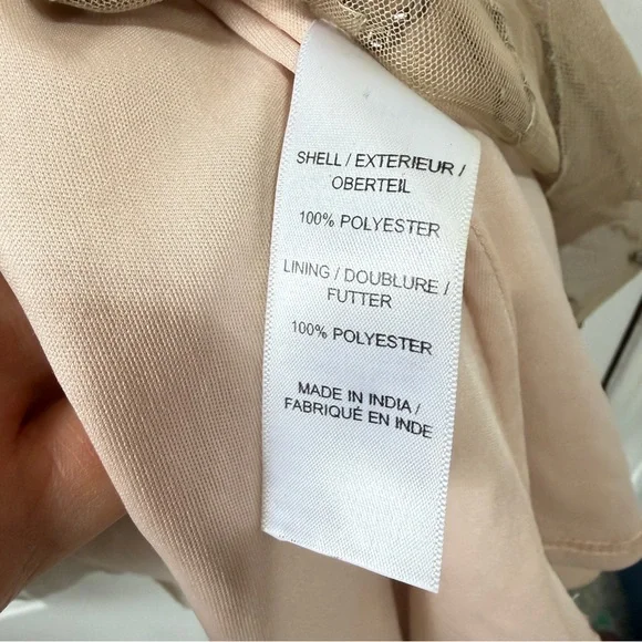 Adrianna Papell Beaded Mesh Blouson Dress Sz 6 Taupe pink formal maxi Gown - Picture 8 of 8